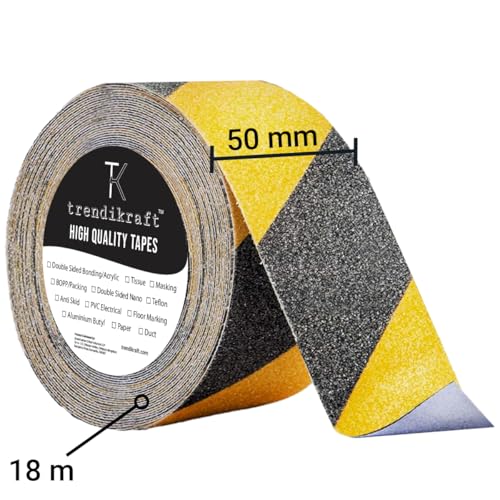 Image of 50mm x 18 meter Yellow & Black Anti Skid Anti Slip Grip Tape for Stairs Adhesive Caution Tape for Slippery Floors Staircase Ramps Indoor Outdoor Use Keeps You Safe