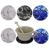 Hibala 6 Pcs Coasters for Drinks Insulated Coaster Absorbent Rubber Cup Coasters Drinking Coaster for Living Room/Kitchen/Office/Table Bar/Housewarming Gifts (Marble)