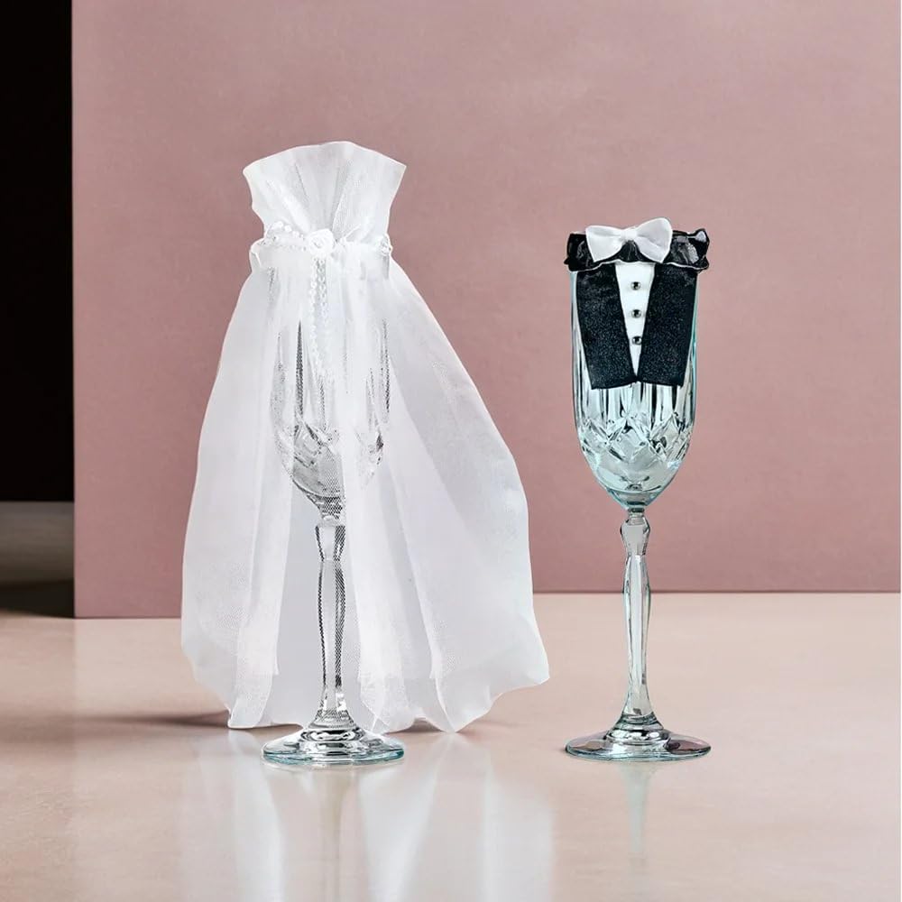Bride & Groom Champagne Stem Wear - Wedding Favors -2 Bride & Groom Champagne Stem Wear - Wedding Favors -2