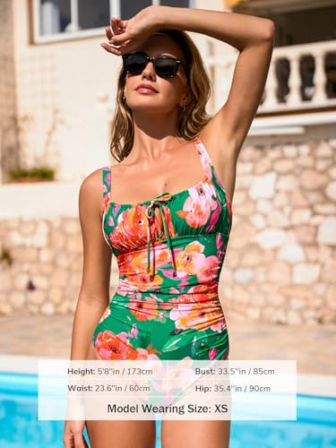 Image of CUPSHE Women's One Piece Swimsuit Bathing Suit Square Neck Back Cut Out Drawstring Self Tie Back Hook