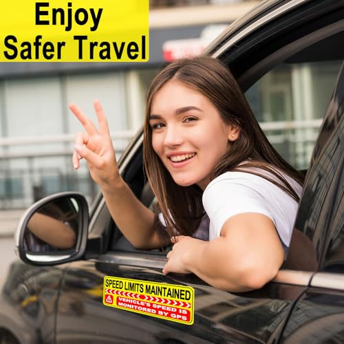 Image of Speed Limits Maintained Car Magnet, Vehicle Speed is Monitored by GPS Warning Magnetic Car Sign, Reusable Magnetic Bumper Sticker for Car, Truck, Company Vehicle Safety(Yellow-Red-2 Pack)