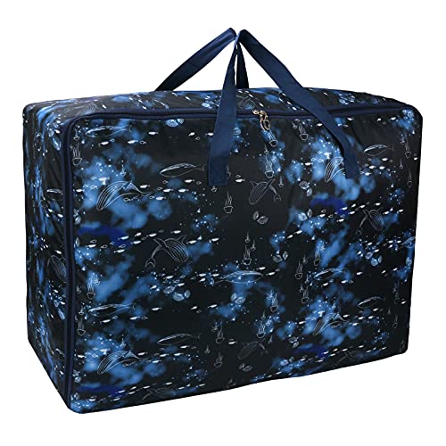 EDATOFLY Borsa di Immagazzinaggio, Borsa di Stoccaggio per Trapunta, Borsa di Immagazzinaggio Coperte, Borsa di Stoccaggio per Trapunte, Coperte, Cuscini, Vestiti (Pesce Nero)