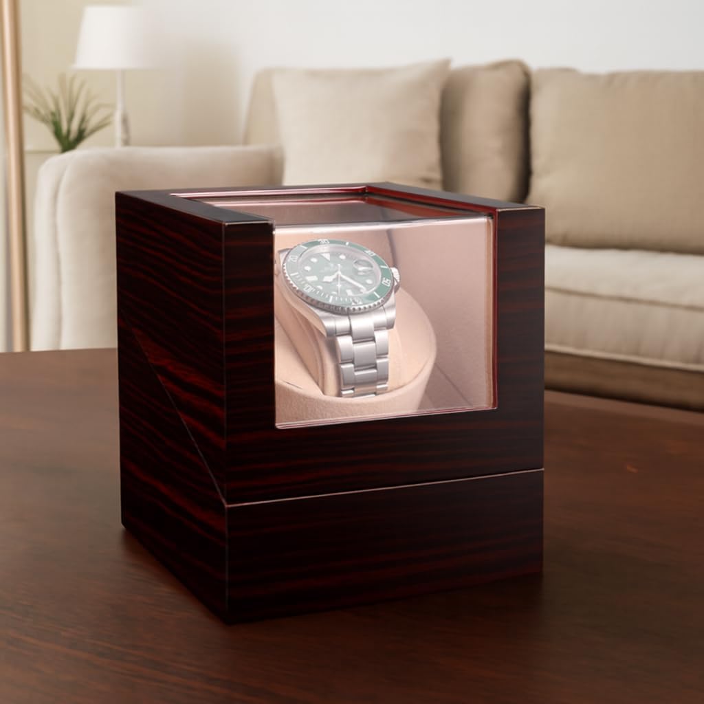 Automatic Single Watch Winder for Automatic Watches,Quiet Motor,Battery Powered or AC Adapter for Men