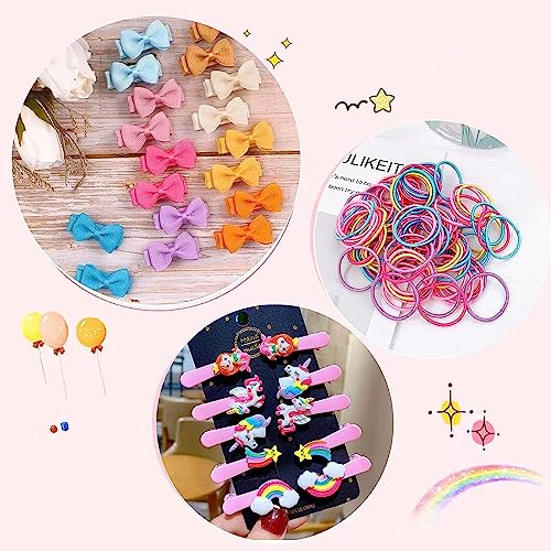 Image of Shining Diva Fashion 74-1220 Pcs Colorful Hair Bands, Hairpins, Ponytail Holders, Flower Clips, BB Clips, Bamboo Knots, Hair Extensions, Headbands for Girls Kids Baby Toddlers | A Box of Multipurpose Girls Hair Accessories Set | Birthday Gift for Girls