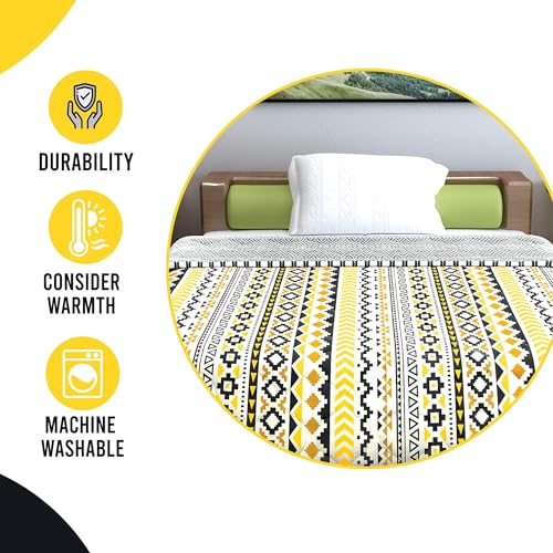 Image of Divine Casa Everyday Use 150 GSM Reversible Comforter for Double Bed | Lightweight & Breathable Blanket | Size 254 x 230 cm | Abstract | Mustard Mint