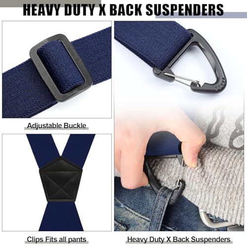 Image of Janmercy 2 Pcs X Back Hidden Suspenders for Men