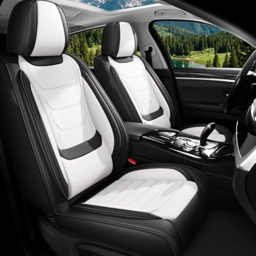 Image of Car Seat Covers Custom Fit Kia Telluride 2020-2026, Waterproof Nappa Leather Car Seat Protector, Breathable Car Seat Cushion, Seat Covers for Car(2 Seats Standard /Black&White)
