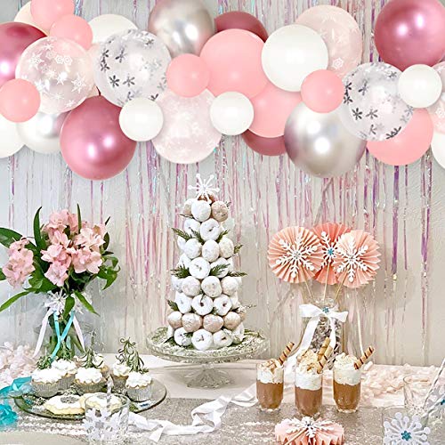Sneeuwvlok ballon Garland boog Kit roze en zilver Winter Wonderland 1e verjaardagsfeestje decoraties voor meisje met… - Image 7
