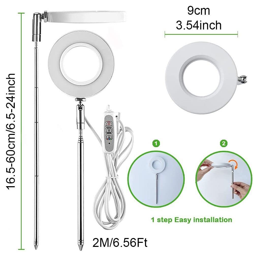 Andy's Orchids Luz LED de crecimiento, altura ajustable, espectro completo, 360 lúmenes, 40 cuentas LED, alimentación por USB, blanco, acrílico y metal, diseño moderno, uso en interiores