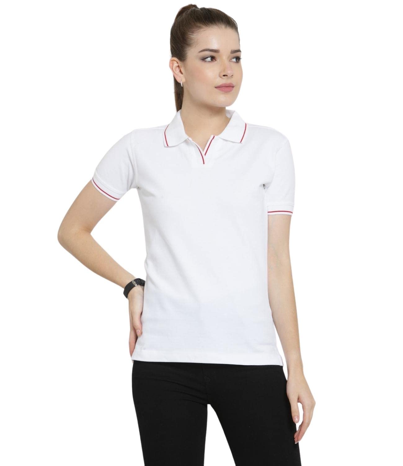 scott international Women's 100% Pure Organic Cotton Polo Regular Fit T-Shirt-picture-21