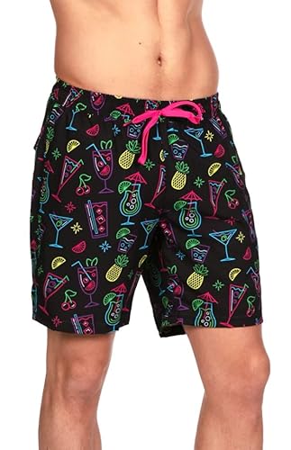 Tipsy Elves Black Neon Nightcap 4 Way Stretch Swim Trunks For Men Size Large #TOP12