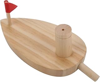 Jeffergarden カワイイ木製船遊びおもちゃ水泳ボート子供用浴室おもちゃ バルーン2個付き木製船の赤ん幼児入浴一歳以上ベビーバッシン