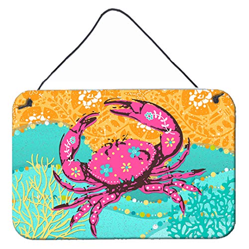 Caroline's Treasures VHA3028DS812 Coastal Pink Crab Wall or Door Hanging Prints Aluminum Metal Sign Kitchen Wall Bar Bathroom Plaque Home Decor, 8x12, Multicolor