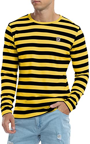 KESIHAN Men's Casual Striped Shirts Crewneck Long Sleeve Basic T-Shirt Basic Daily Work Stripe Tee Tops2