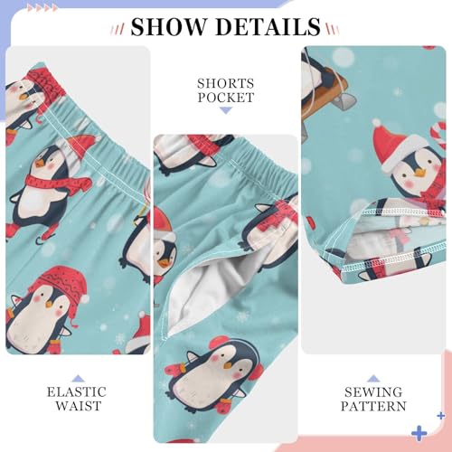 ZZXXB Skating Penguins Have Fun Boys Long Pants Soft Trousers Elastic Waist Kids Lounge Bottoms with Pockets S-XL4