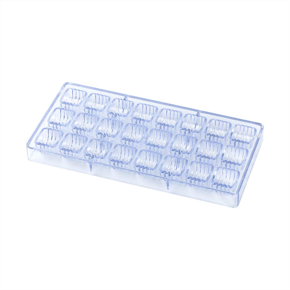 Pastry Tek - Moldes de postre de 10.8 x 5.3 pulgadas, 10 moldes cilíndricos rígidos para chocolate y caramelos, 24 cavidades, aptos para congelador, bandejas de caramelo de policarbonato transparente,
