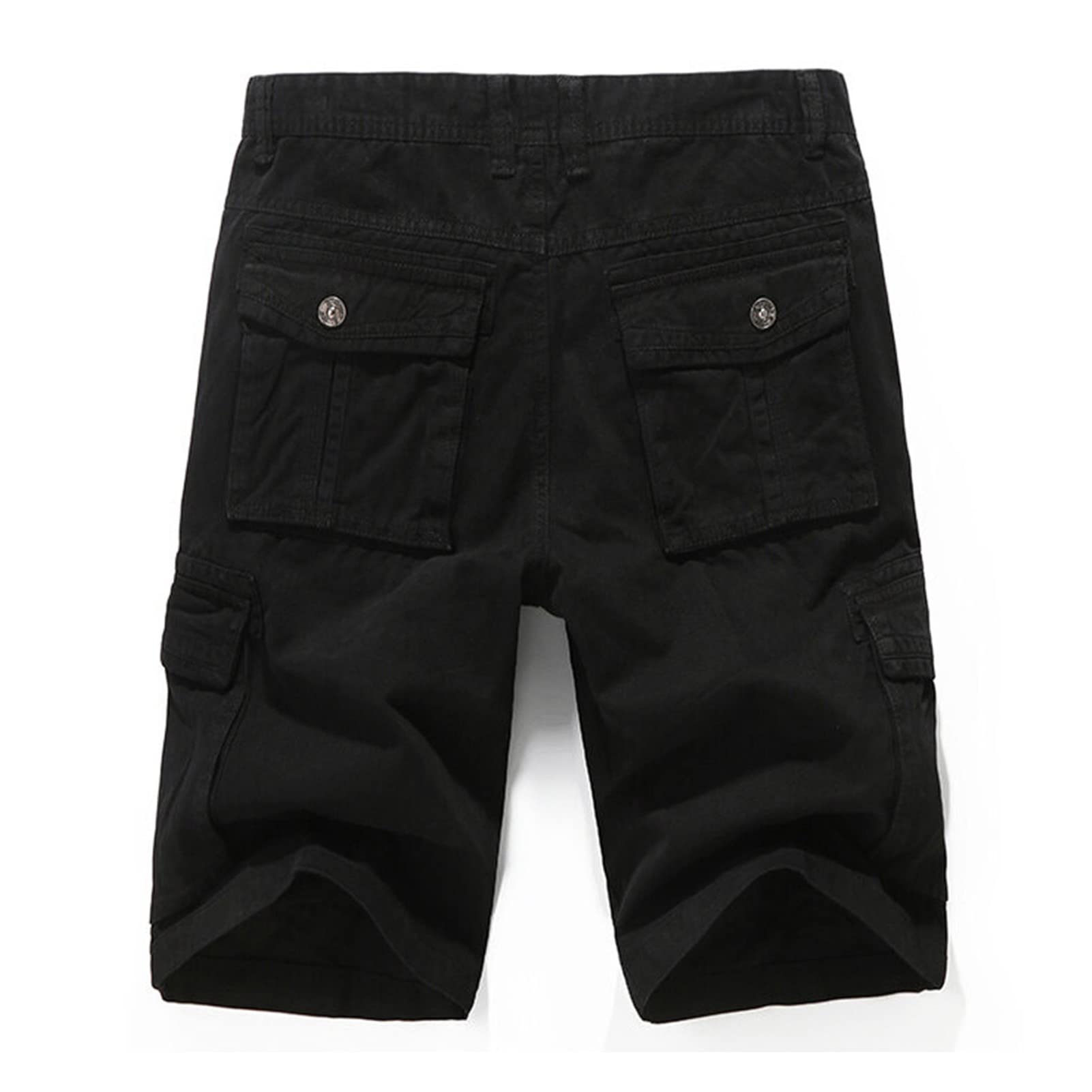Men's Solid Color Cotton Cargo Shorts Outdoor Multi Pockets Short Casual Lightweight Military Short Pants (Black 1,34)