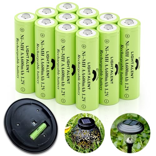 Lightalent Rechargeable Solar AA 600mAh Batteries for Outdoor Solar Lights