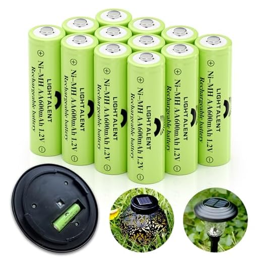 Lightalent Ni-MH AA Rechargeable Batteries, Double A High Capacity 1.2V Pre-Charged Battery for Outdoor Solar Lights(AA-600mAh-12pack)