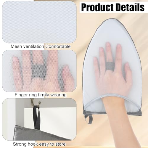 Ezymivs Garment Steamer Ironing Glove with Finger Loop, Anti Steam Glove, Heat Resistant Garment Steamers Mitt, Tiny Ironing Board Mitt, Garments Steamer Accessories for Clothes - Thumbnail 5
