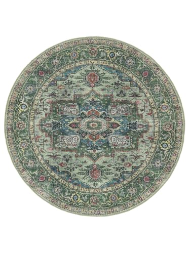 RugVista Georgia Oriental, Tapis, Orientaux, Ø 120 cm, Rond, Poil Ras, Salle de séjour, Chambre,...