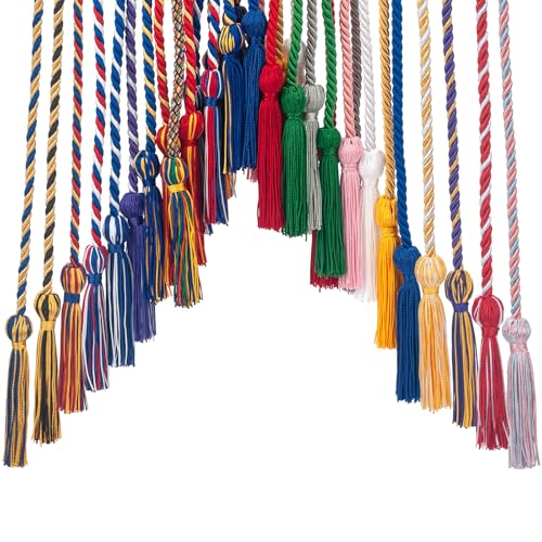 Image of ONUPGO Red White Graduation Cord, Graduation Honor Cords Rayon Braided Tassel Cord for 2026, 68 inch Polyester Yarn Long Robe Honor Rope for Graduation Students, Bachelor Gown