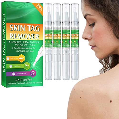Shenbo Líquido removedor de Etiquetas de Piel | 5 bolígrafos de eliminación de verrugas Planas de acción rápida,Bolígrafos para el Cuidado de los pies faciales para verrugas, Lunares, Callos