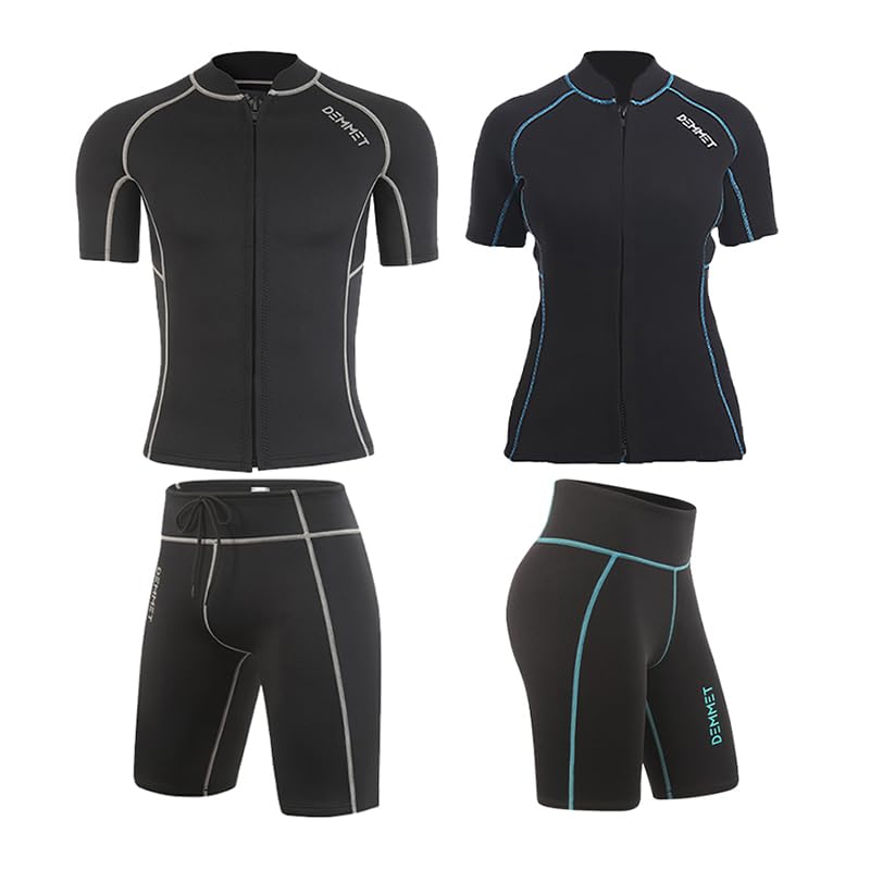 DEMMET Short Sleeve Wetsuit Top 1.5mm-3mm Neoprene Jacket Shorts Men Women High Stretch Warm Sunscreen Swim Shorts Underwater Movement โ image 1