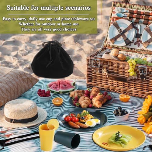 Evanda Camping Cutlery Set 10 Piece, Reusable Light Weight Mug, Plate And Stainless Steel Cutlery Set including Black Bag - Image 4
