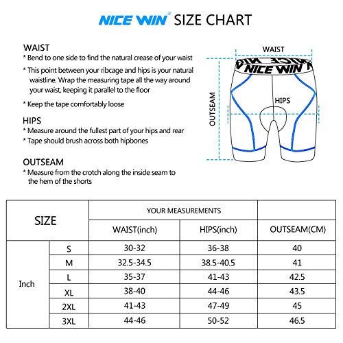 nicewin Roupa interior de ciclismo para homens Calções de compressão acolchoados 3D MTB Bike Bicycle
