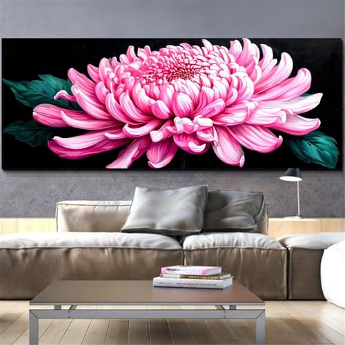 Fleur diamond painting adulte grand format rose pour une décoration murale de salon Mefooge L448