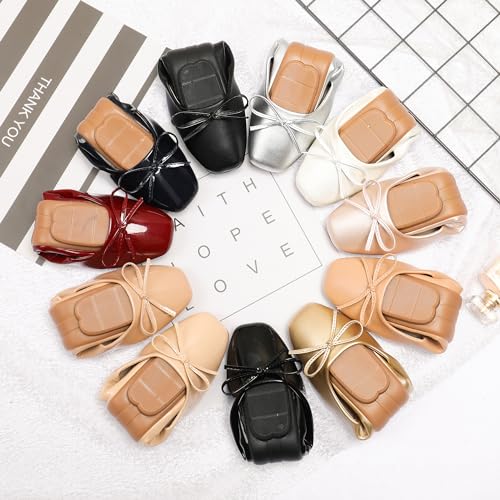 Image of Dear Time Women's Casual Foldable Ballet Flats Square Toe Ballerina Flats Shoes Comfortable