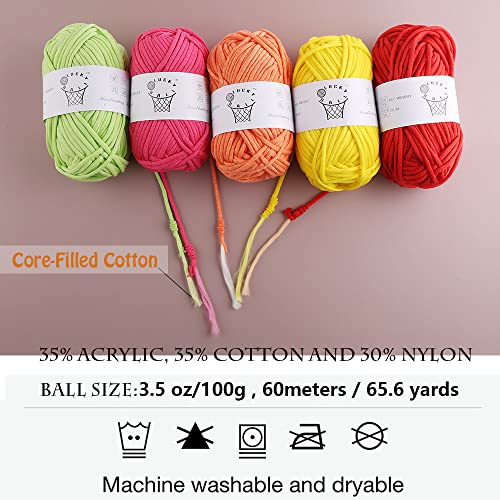 Image of 100g Yarn for Crocheting,Soft Yarn,Crochet Yarn,Nylon Cotton Acrylic Blend Yarn,Knitting Yarn for Dolls,Basket,Bags,Hats,Blankets(Red)