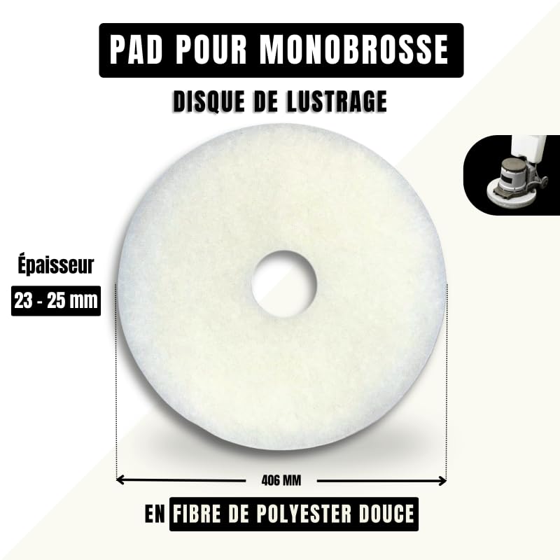 Pad blanc pour monobrosse Ø 406-1 boîte de 5 - Harmony Béton