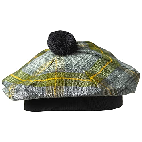 Image of Scottish Tam O' Shanter Hat Tartan Bonnet Pom Pom Wool Flat Cap One Size
