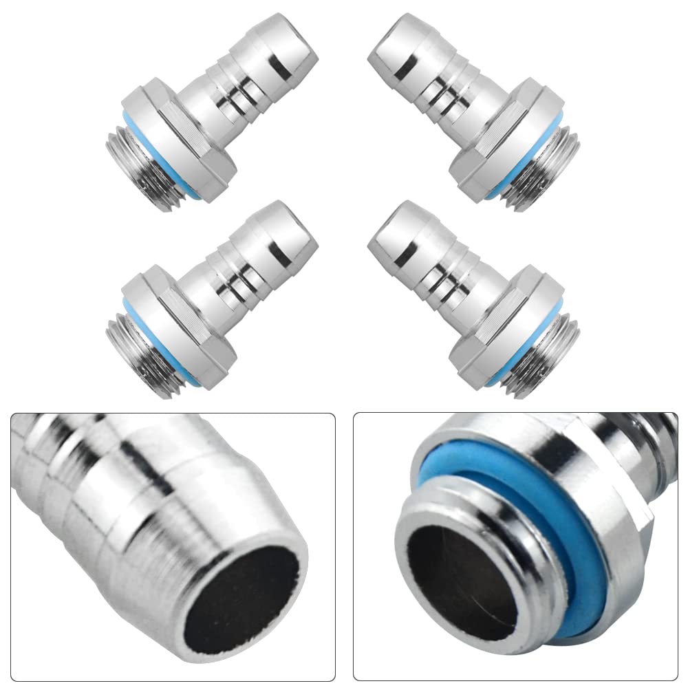 Silver Chrome G1 Water Cooling Fittings - 4 to 3 Barb -3