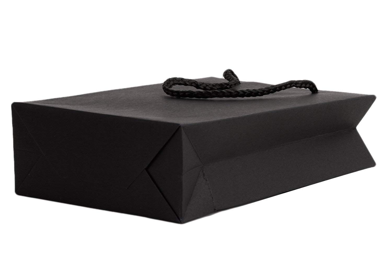 Amit Marketing Black Paper Carry Bag I 250 GSM Kraft Matt Lamination Paper Bags with Braided Cotton Handle I for Return Gifts Carrying Packaging Shopping Grocery Parcel Take Out - L10xW4xH12 Inch (10 Pcs) 1