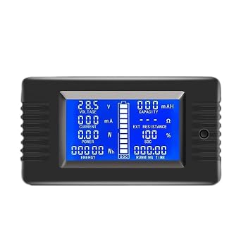 DC Digital Meter 10A 50A 100A 200A 300A 9 in 1 Voltmeter Ammeter 0-200V LCD Display Multifunction Monitor Meter with Shunt(Meter with FL-P,100A)