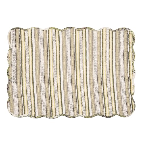 Image of 13 inch x 19 inch Amaya Quilted Vintage Floral Scalloped Jacobean Spring Set of 6