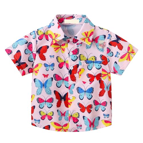 Girls Short Sleeved Shirt Spring Summer and Autumn Lapel Single Breasted Personalized Cardigan Children's 4t Girls