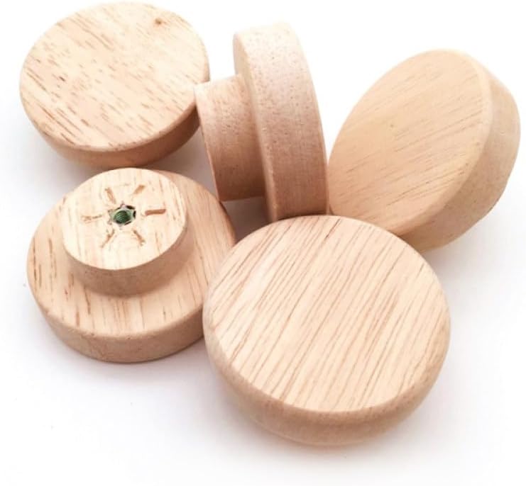 Oak Round Handle Dia 30/35/40/50mm Wooden Cabinet Drawer Wardrobe Knobs for Cabinet Drawer Handle Furniture Hardware,10pcs,40x25mm