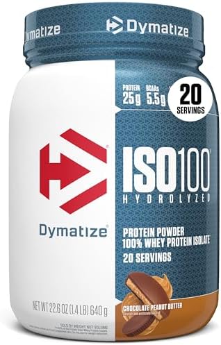 Dymatize Nutrition ISO100 Hydrolyzed Whey Protein Isolate,20 Servings, 25 G Protein (650 G, Chocolate Peanut Butter)