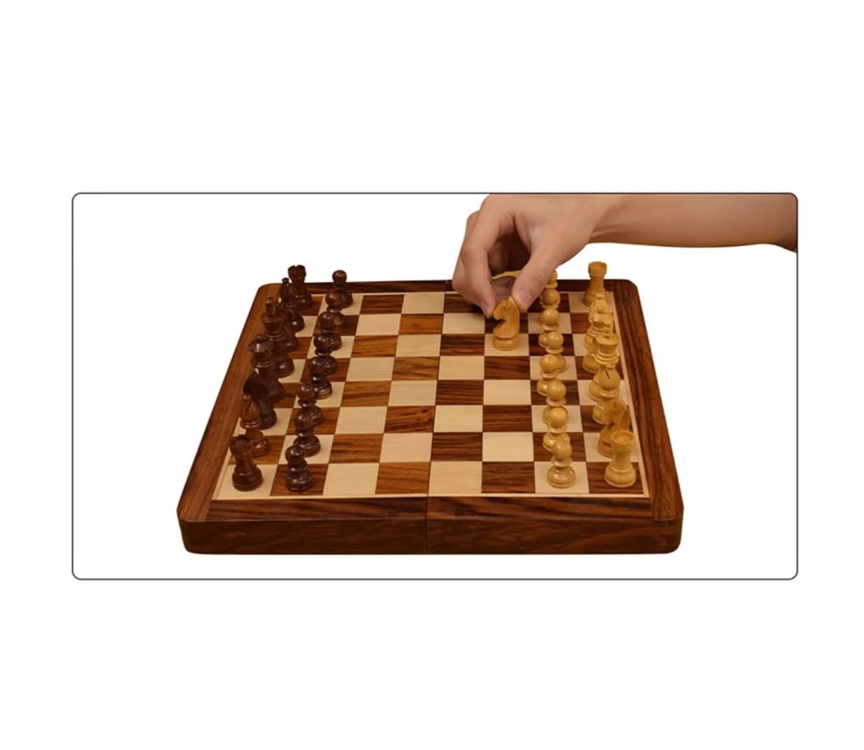 Zestaw Szachowy Zestaw Szachów Składane Szachy Magnetyczne Z Pamięcią Wewnętrzną Elementy Szachownicy Litego Drewna Szachownica Gra(25cm)
