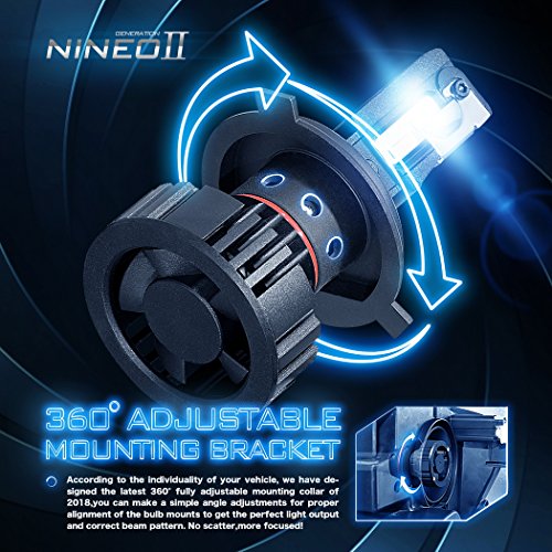 NINEO H4 9003 LED Bulbs | CREE Chips - Halogen Replacement 6500K Extremely Bright All-in-One Conversion Kit | 360 Degree Adjustable Beam Angle | Fog light - Thumbnail 4