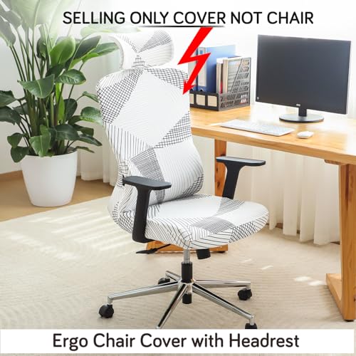 Add HOKIPO Elira Chair Cover, Snow White Snow White Black Geometry - Image 3