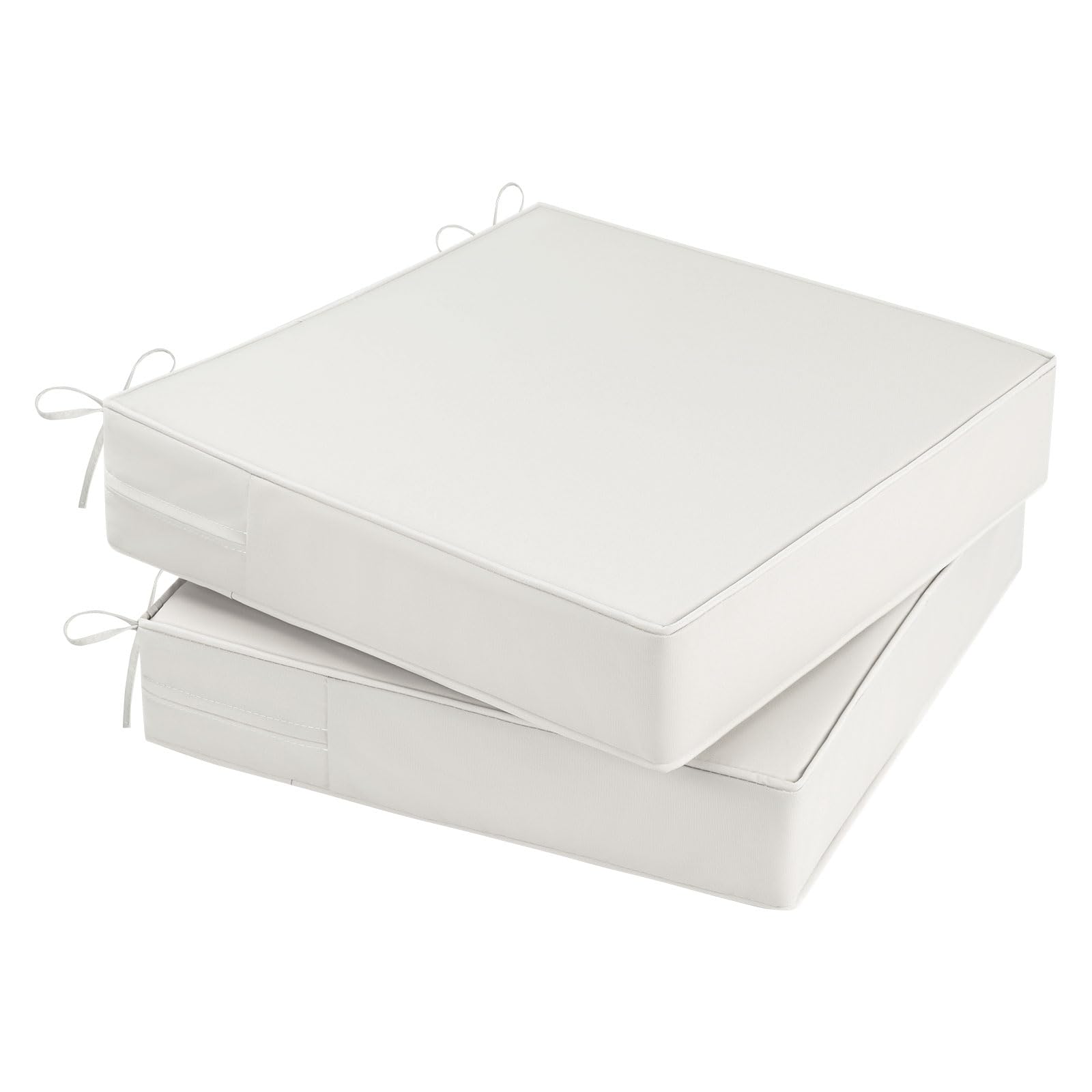 Outdoor Chair Cushions Set of 2 for Patio Furniture 19x19x4 Inch Waterproof Patio Chair Cushion 3 Year Color Fastness Square Memory Foam Garden Sofa Couch Pads with Ties and Handle,Beige