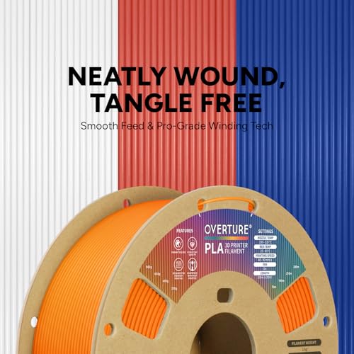 Image of OVERTURE PLA Filament 1.75mm, Neatly Wound 3D Printer Filament 1kg Spool (2.2lbs), Dimensional Accuracy + /- 0.02 mm, Fit Most FDM 3D Printers (Orange) (Pack of 10)
