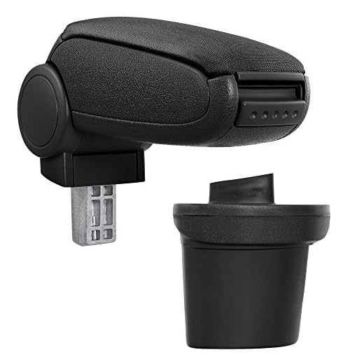 [pro.tec] Reposabrazos central – Apoyabrazos con compartimento – acolchado – tela – negro