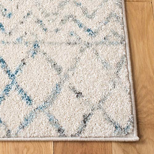 Safavieh Tulum Collection TUL270B Boho Moroccan Distressed Runner, 2' x 9', Ivory/Turquoise
