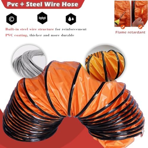 Industrial 16ft PVC Flexible Duct Hosing for 8 10 12 14 16 18 20 22 24 28 30 22 36 Inch Exhaust Fan, Factories/Residential Construction/Attic Exhaust Hose(Dia 16\ 